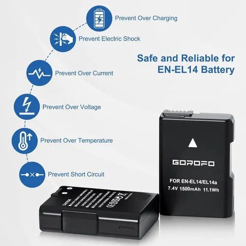 Miniatura 2 de Batería EN-EL14 / EL14A, para Nikon D3100 D3200 D3300 D3400 D3500 D5100 D5200 D5300 D5500 D5600 DF Coolpix P7000 P7100 7700 Cámara SLR digital P7800