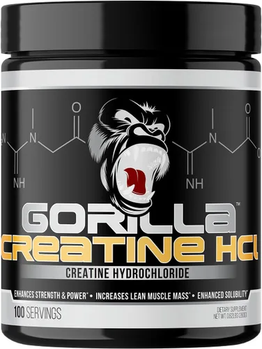 Gorilla Mind CON-CRēT creatina HCl con pepsina | Alternativa amigable con GI-Friendly | Tamaño muscular mejorado, potencia de salida y fuerza,