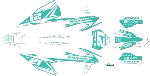 Miniatura 9 de Kit de gráficos para KTM Motocross de 2 tiempos 125 SX, 150 SX y 250 SX años 2019, 2020, 2021 y 2022 Orangecrew Series Cyan 16 Mil - Calcomanías