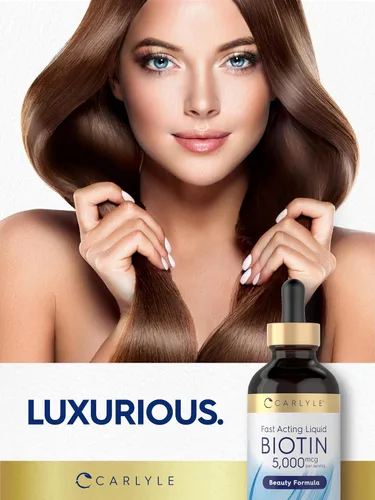 Miniatura 6 de Carlyle Biotin - Gotas líquidas de 5000mcg 4 onzas líquidas para mujeres y hombres Sabor a bayas Fórmula de belleza Suplemento