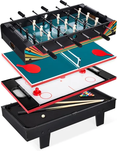Miniatura 11 de Best Choice Products Serie de mesas de juegos múltiples – Mesas de juego interactivas 4 en 1 y 11 en 1 para niños con futbolín, hockey sobre aire, 4