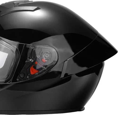 Miniatura 6 de Casco de motocicleta de cara completa para adultos con aprobación DOT, Casco ligero y aerodinámico de bicicleta de calle negro brillante para Brillo