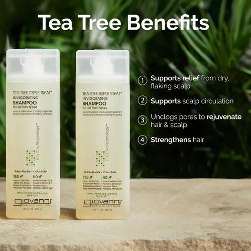Miniatura 5 de Shampoo Giovanni Triple Treat de árbol de té, 8.5 oz