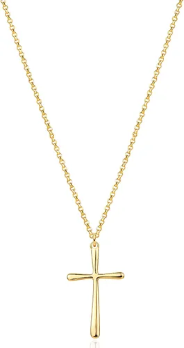 Miniatura 35 de Fettero - Collar con dije de cruz de fe, chapado en oro de 14 K, cadena fina, minimalista, simple, pequeña, para oración, regalo de joyería religiosa