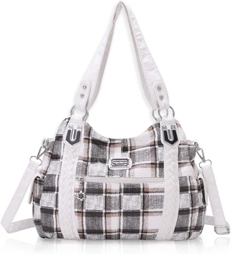 Miniatura 8 de Angel Barcelo - Bolsa de hombro amplia para mujer, diseño Hobo, cuero lavado