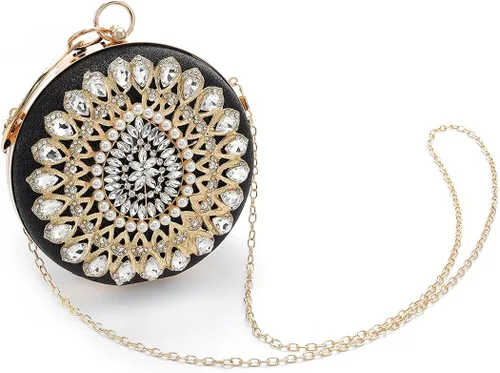 Miniatura 5 de Yokawe - Bolso de mano con diamantes de imitación para mujer, con purpurina y cristal