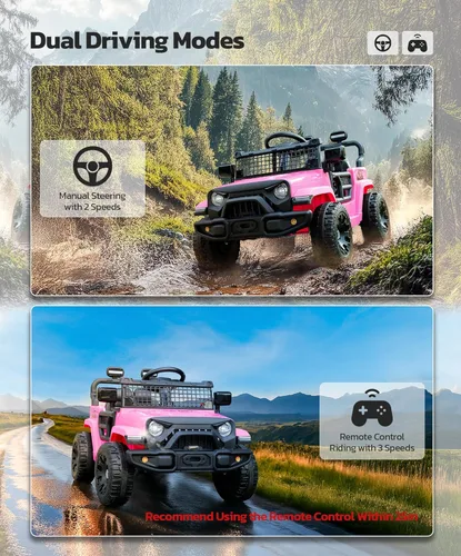 Miniatura 9 de ELEMARA Auto de paseo para niños, juguetes de paseo de 12 V con control remoto, autos eléctricos para niños con Bluetooth, luces LED, auto a batería