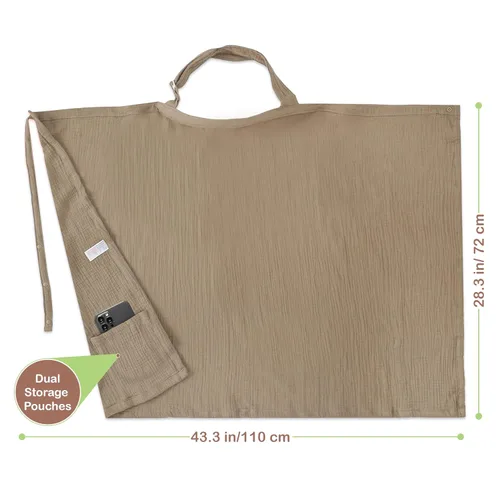 Miniatura 4 de Funda y chal de lactancia 100% algodón orgánico, 43 x 28 pulgadas, funda de delantal de lactancia materna transpirable con cuello de arco