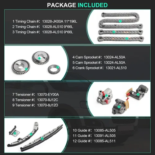 Miniatura 3 de Kit de cadena de distribución para 2003-2005 para Infiniti FX35, 2003-2005 para Infiniti G35, 2003-2006 para Nissan 350Z, 2002-2003 para Nissan