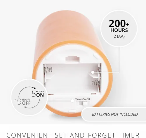 Miniatura 3 de Luminara Vela LED parpadeante sin llama, funciona con pilas con función de temporizador, pilar naranja rojizo de 3 x 6.5 pulgadas, cera real, sin
