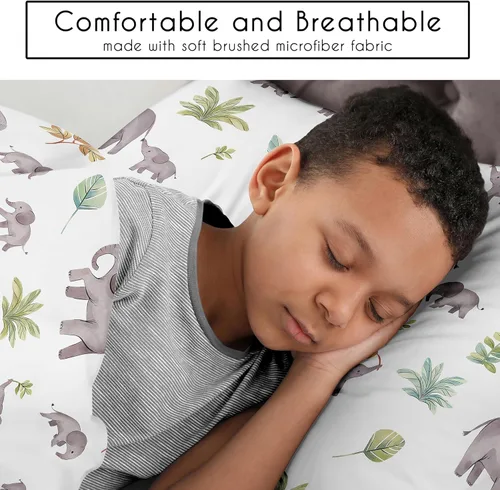 Miniatura 4 de Sweet Jojo Designs Juego de edredón individual de 2 piezas (elefantes grises) para niños/niñas, niños, ropa de cama para niños, cama en una bolsa