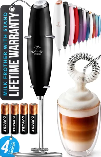 Miniatura 38 de Zulay Kitchen Espumador de leche de mano con pilas Duracell AA – Mezclador eléctrico ultrarrápido y creador de espuma, mezclador de bebidas fácil