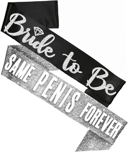 Miniatura 13 de Bachelorette Party Sashes Black - BRIDAL GRADE SATIN Bride to Be Sash - Funny Lingerie Shower Gifts Juego de 2 piezas: Negro2