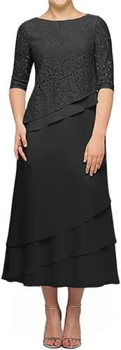 Miniatura 2 de SERYO Mother of The Bride Dresses Lace Mother of Groom Dresses Chiffon Wedding Guest Dresses for Women Tea Length