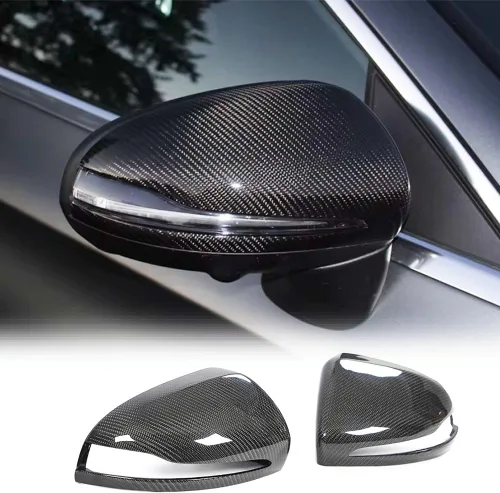 Miniatura 10 de Cubiertas de espejo lateral de fibra de carbono para Mercedes Benz W205 W213 W222 W257 Kit de cuerpo de tapas retrovisoras de repuesto (LHD)