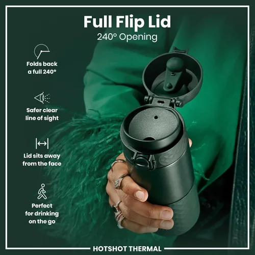 Miniatura 5 de Ion8 Taza de viaje aislada, 12.2 fl oz/12 oz, a prueba de fugas, triple bloqueo seguro, sin derrames en tránsito, cubierta higiénica, fácil de Verde