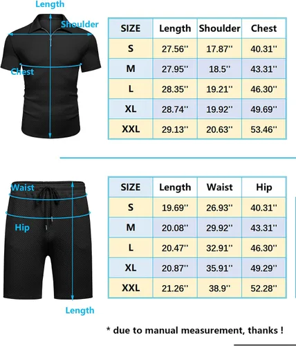 Miniatura 6 de URRU Conjunto de camisa polo y pantalones cortos para hombre trajes de verano a la moda casual manga corta traje polo para hombre 2 piezas
