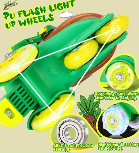 Miniatura 3 de Patines de ruedas ajustables para niños, niñas y señoras con ruedas que se iluminan con flash (edad 3-9), equilibrio de tres puntos, empaque de caja