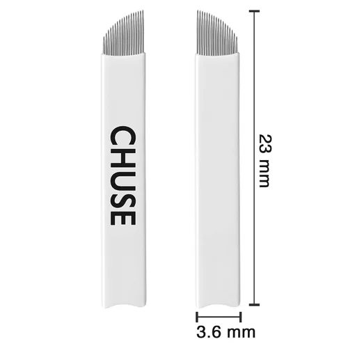 Miniatura 3 de CHUSE 18 50 piezas curvadas 0.007 in Nano Mircoblading aguja permanente maquillaje manual ceja tatuaje aguja