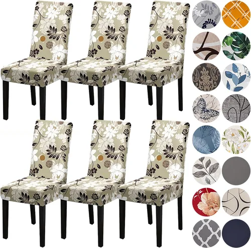 Miniatura 34 de HZDHCLH Juego de 6 fundas grises para sillas Parsons de elastano para comedor, fundas elásticas de elastano para sillas Parsons, fundas de asiento