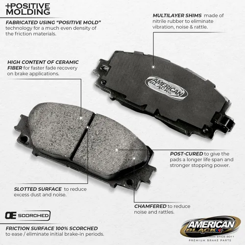 Miniatura 3 de American Black Pastillas de freno traseras de cerámica D-1030 PREMIUM compatibles con Suzuki Verona 2004-2006 / Chevrolet Epica 2004-2005 / Epica