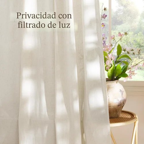Miniatura 3 de NICETOWN Cortinas y cortinas de lino natural para ventanas de 84 pulgadas de largo, bolsillo para barra y pestaña trasera, lino grueso