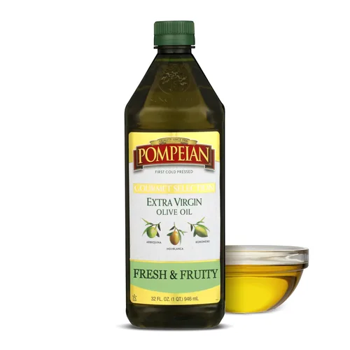 Pompeian Gourmet Selection Aceite de oliva virgen extra, contiene polifenoles, primero prensado en frío, 32 onzas líquidas