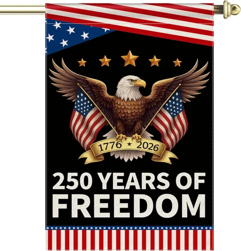 Miniatura 10 de Bandera de jardín del 250 aniversario de América, bandera patriótica del 250 aniversario de EE. UU., señal de jardín conmemorativa del diseño
