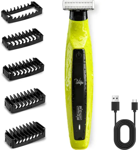 DSP Recortadora eléctrica de barba, recortadora de pelo facial y corporal para hombres, bloqueo de viaje, bajo ruido, maquinilla de afeitar Verde