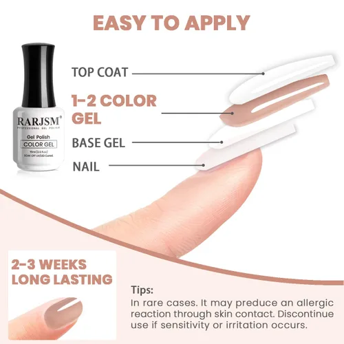 Miniatura 6 de RARJSM - Esmalte de uñas en gel, color rosa sucio nude, 15 ml, requiere secado con lámpara UV o LED, transparente, suave, tono de piel, manicura