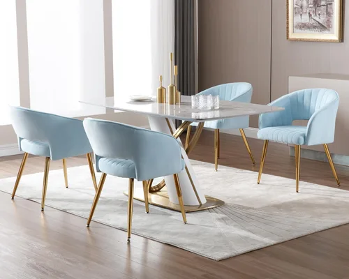 Miniatura 8 de KCC Silla de Escritorio Moderna de Terciopelo Sillón de Acento Tapizado Sillas Copetudas Sillas de Comedor, Sillas de Tocador Copetudas Silla