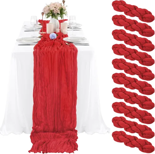 Miniatura 55 de 10 piezas de camino de mesa de estopilla en azul bebé 10 pies, camino de mesa de gasa para recepción de boda, despedida de soltera, fiesta