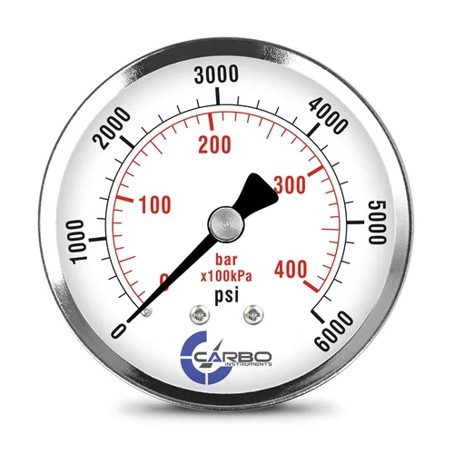 Miniatura 10 de Medidor de presión de 2-1/2 pulgadas, carcasa de acero cromado, seco, vacío compuesto -30 Hg - 0-15 psi montaje trasero 1/4 pulg. NPT