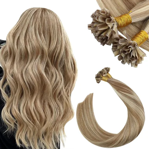 Miniatura 41 de Ugeat - Extensiones de cabello humano con microanillo, 14 pulgadas, extensiones de cabello Remy con microcuentas de 1 gm/hebra, 50 gms, extensiones