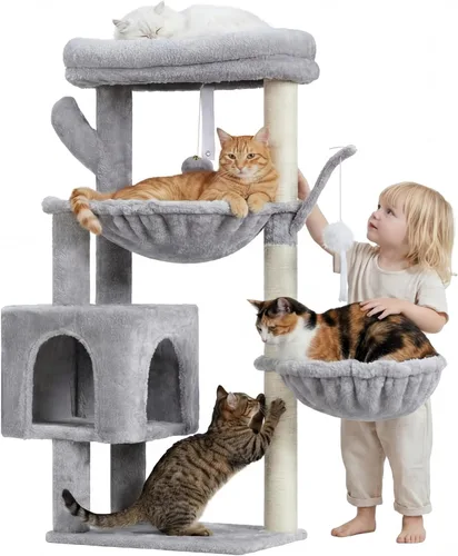 Miniatura 2 de Heybly Árbol para Gatos, Torre Condo de 39.4 Pulgadas con Poste Rascador, Torre para Gatos de Interior, Poste de Sisal Completamente Envuelto