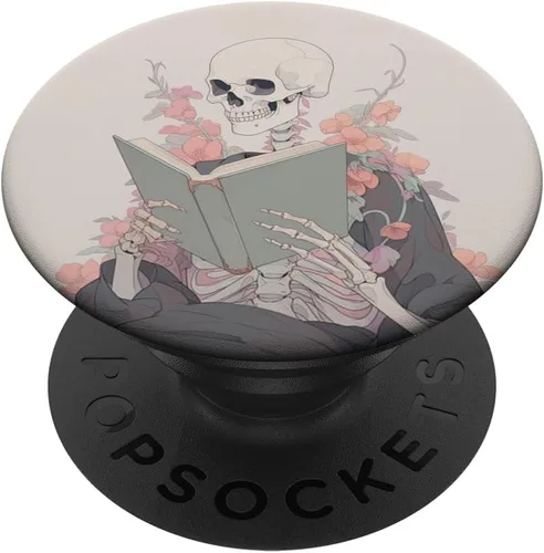Divertido libro de lectura de esqueleto, diseño gótico pastel, PopSockets, PopGrip intercambiable