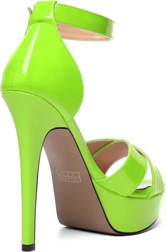 Miniatura 117 de MODENCOCO Sandalias de boda con correa de tobillo sexy para mujer, con plataforma y puntera abierta, tacón de aguja y tacón alto, zapatos de vestir
