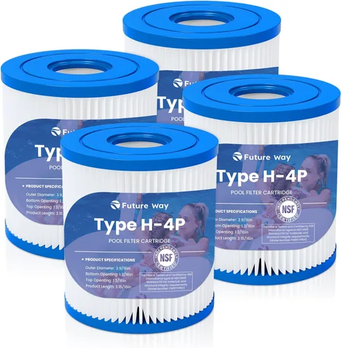 Future Way Paquete de 4 cartuchos de filtro de piscina tipo H de repuesto para bomba de filtro Intex 330 GPH para piscinas sobre el suelo, reemplazo