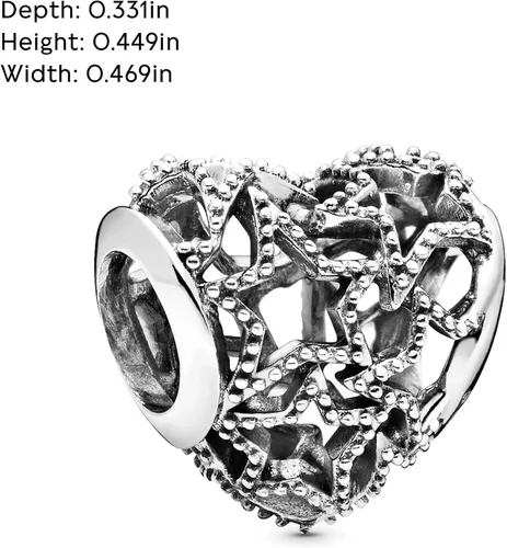 Miniatura 5 de PANDORA Joyería de corazón calado y estrellas con cuentas de plata de ley Metal no aplica
