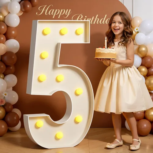Miniatura 15 de Números de marquesina de 4 pies de alto, 4 pies de alto, números grandes iluminados 0 para 30, 40, 50, 60, decoración de fiesta de cumpleaños
