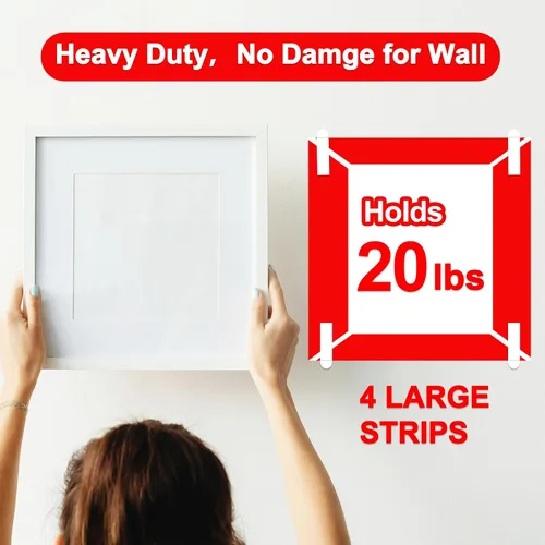 Miniatura 4 de 48 tiras colgantes grandes de repuesto, tiras adhesivas sin daños para ganchos de pared, tiras adhesivas para colgar fotos sin residuos removibles
