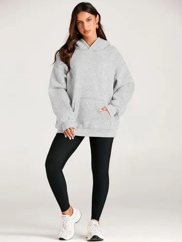 Miniatura 6 de EFAN Sudaderas de manga larga con capucha para mujer, holgadas, con forro de polar, con bolsillos, para invierno y otoño, estilo Y2K de los 2000
