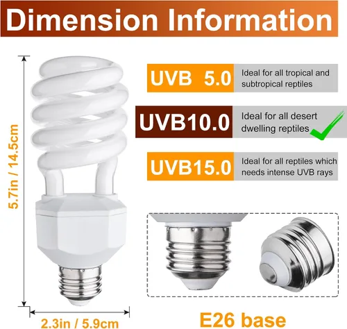 Miniatura 2 de Bombilla UVB para reptiles 10.0, 23 W UV espiral compacta lámpara de terrario fluorescente ideal para reptiles del desierto, dragones barbudos