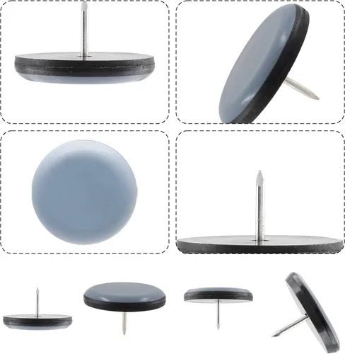 Miniatura 6 de 12 deslizadores de clavos de 1-1/2 pulgadas (1.496 in), deslizadores redondos de teflón para patas de silla, deslizadores de pies de muebles