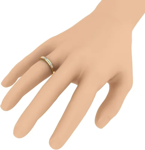 Miniatura 4 de FINEROCK Anillo de boda clásico de oro de 14 quilates con diamantes de baguette (0.15 quilates) (claridad I1-I2)