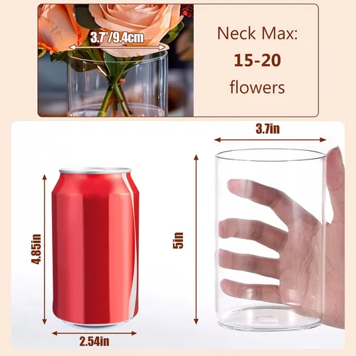 Miniatura 2 de Jarrones cilíndricos de vidrio pequeños de 5 pulgadas para centros de mesa 12 piezas de jarrones de flores transparentes para decoraciones de 5.0
