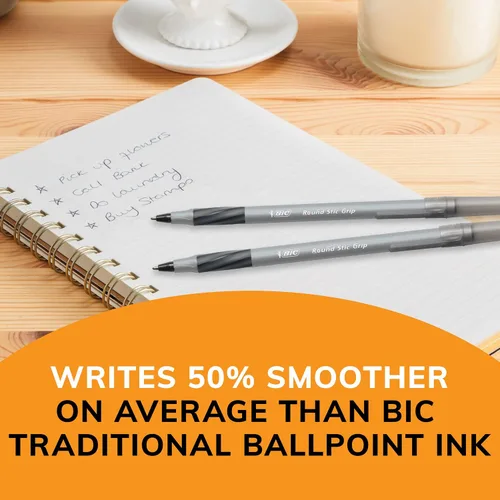 Miniatura 5 de BIC Bolígrafos Round Stic Grip Xtra Comfort, color negro, punta media (1.2 mm), paquete de 36 unidades, bolígrafos perfectos para escribir