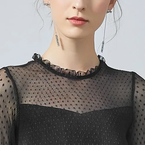 Miniatura 6 de Vestidos midi de gasa de manga larga para mujer, con capas, para invitadas de boda, cóctel, baile, fiesta de noche