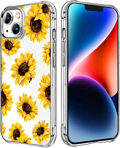 Miniatura 30 de Funda transparente de girasol compatible con iPhone SE 2022 SE 2020 7 8, funda trasera floral para niñas y mujeres, funda protectora transparente