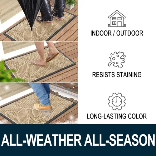 Miniatura 4 de Colorxy Tapete Impermeable para Puerta, Tapete Interior Frontal de Goma Natural Resistente, Tapetes para Puerta de Perfil Bajo Antideslizante